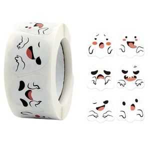 🎃 N Halloween Stickers 1" Ghosts 500ct Labels 6 Designs Thank You